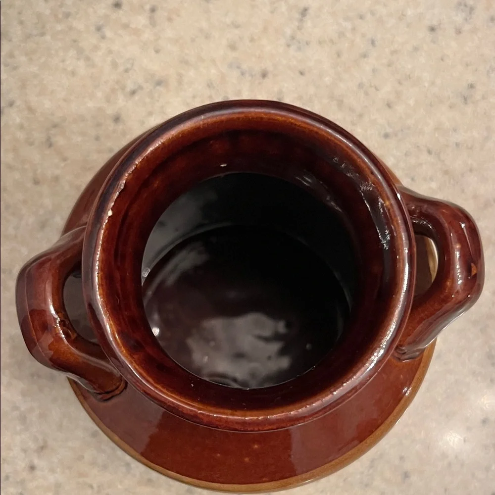 Two-Handle Vintage Brown Milk Jug